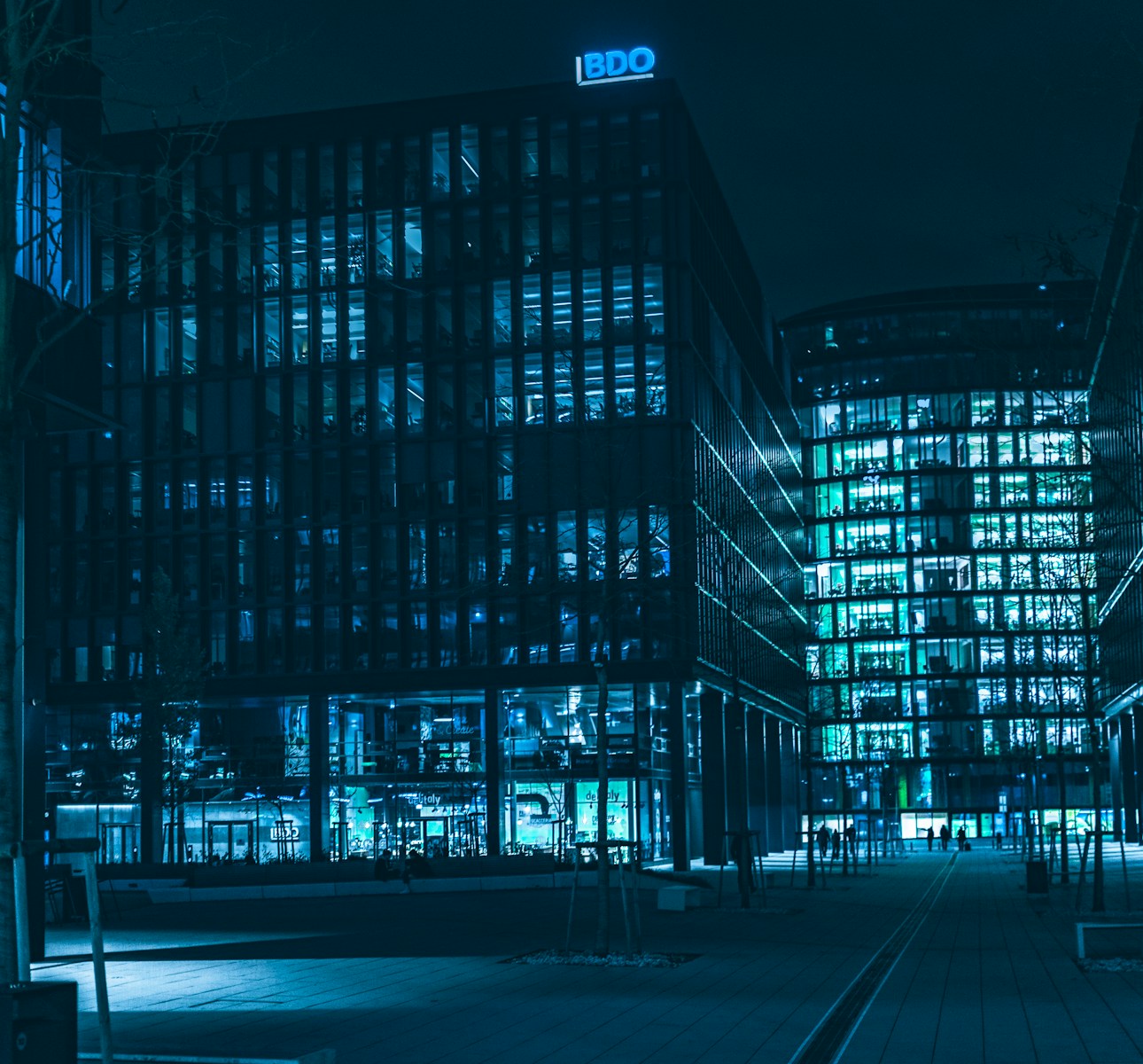 black and white building during night time